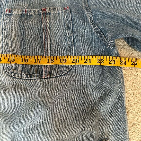 VTG Chore Coat Jean Jacket Barn Distressed Corduroy Collar Denim Men's Size M - Picture 9 of 10